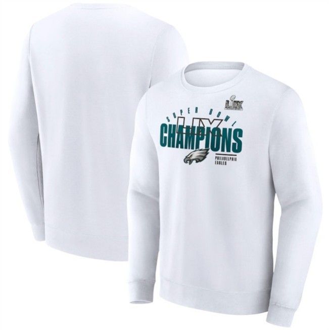 Men's Philadelphia Eagles White Super Bowl LIX Champions Long Sleeve T-Shirt