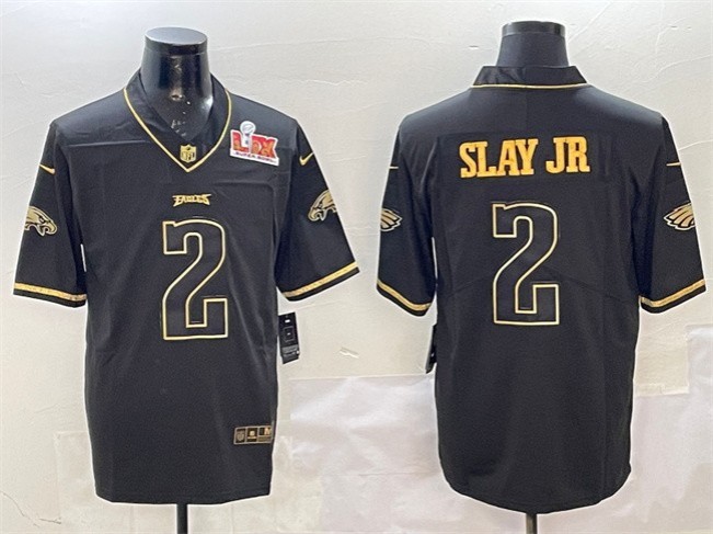 Men's Philadelphia Eagles #2 Darius Slay Jr. Black_Gold 2025 Super Bowl LIX Patch Vapor Untouchable Limited Stitched Football Jersey