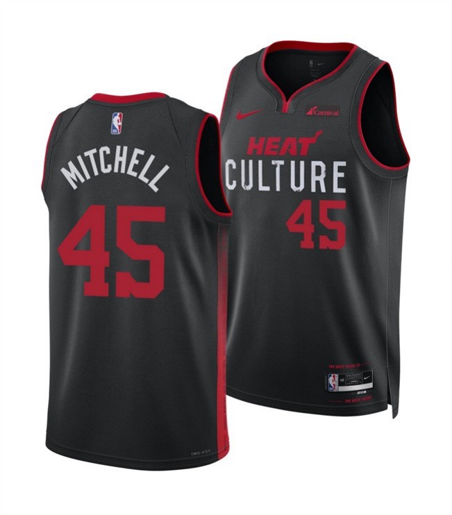 Men's Miami Heat #45 Davion Mitchell Black 2025 City Edition Stitched Basketball Jersey