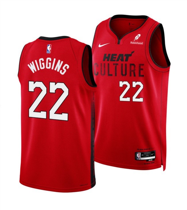 Men's Miami Heat #22 Andrew Wiggins Red 2025 City Edition Stitched Basketball Jersey