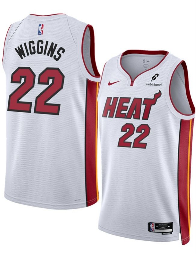 Men's Miami Heat #22 Andrew Wiggins White 2025 Association Edition Swingman Stitched Basketball Jersey