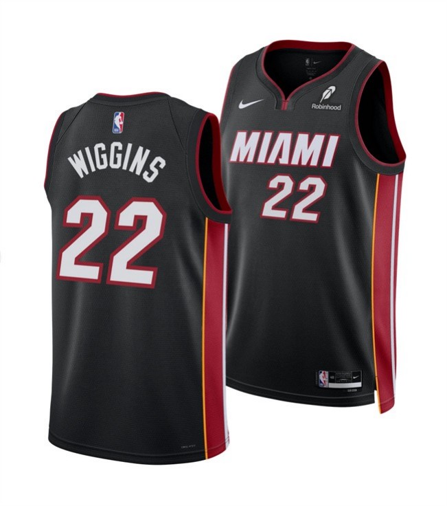 Men's Miami Heat #22 Andrew Wiggins Black 2025 Icon Edition Swingman Stitched Basketball Jersey