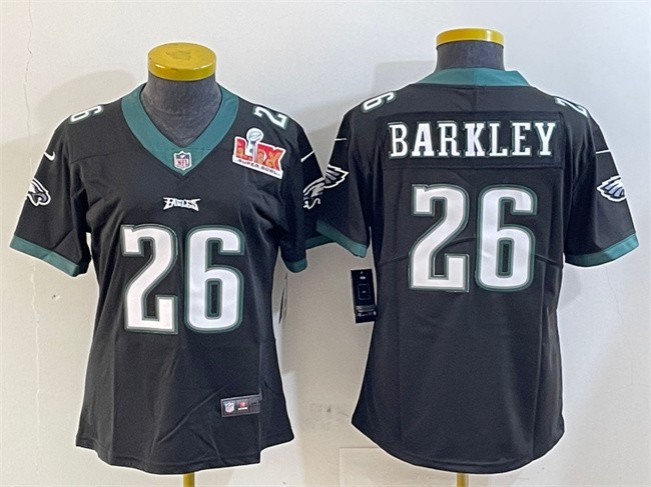 Youth Philadelphia Eagles #26 Saquon Barkley Black 2025 Super Bowl LIX Patch Vapor Untouchable Limited Stitched Football Jersey