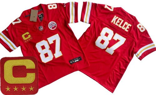 Youth Kansas City Chiefs #87 Travis Kelce Nike Limited Red C Patch FUSE Vapor NFL Stitched Jersey