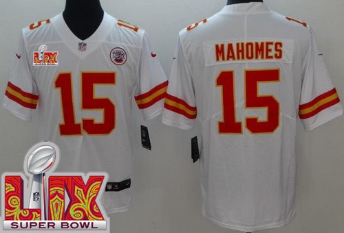 Youth Kansas City Chiefs #15 Patrick Mahomes Nike Limited White Super Bowl LIX Vapor NFL Stitched Jersey