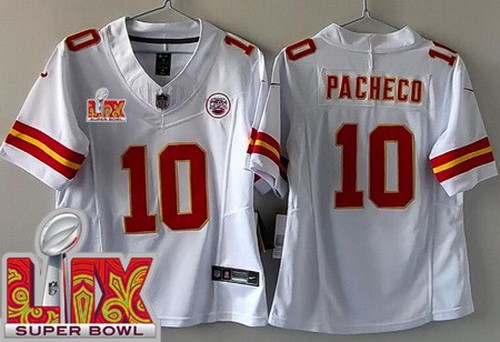 Youth Kansas City Chiefs #10 Isiah Pacheco Nike Limited White Super Bowl LIX FUSE Vapor NFL Stitched Jersey