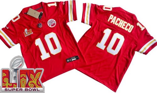 Youth Kansas City Chiefs #10 Isiah Pacheco Nike Limited Red Super Bowl LIX FUSE Vapor NFL Stitched Jersey