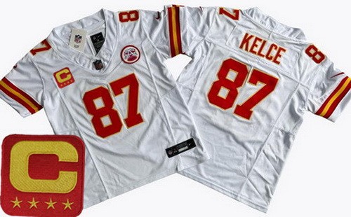 Youth Kansas City Chiefs #87 Travis Kelce Nike Limited White C Patch FUSE Vapor NFL Stitched Jersey