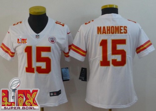 Women's Kansas City Chiefs #15 Patrick Mahomes Nike Limited White Super Bowl LIX Vapor NFL Stitched Jersey