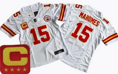 Women's Kansas City Chiefs #15 Patrick Mahomes Nike Limited White C Patch FUSE Vapor NFL Stitched Jersey