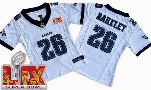 Women's Philadelphia Eagles #26 Saquon Barkley Nike Limited White Super Bowl LIX Vapor FUSE NFL Stitched Jersey