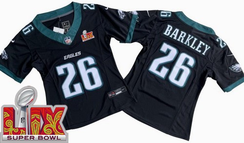 Women's Philadelphia Eagles #26 Saquon Barkley Nike Limited Black Super Bowl LIX Vapor FUSE NFL Stitched Jersey