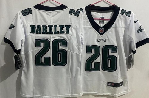 Women's Philadelphia Eagles #26 Saquon Barkley Nike Limited White Super Bowl LIX Vapor NFL Stitched Jersey