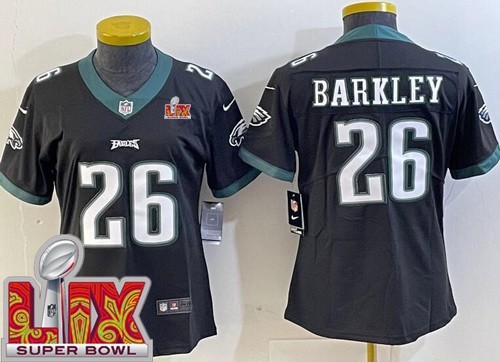 Women's Philadelphia Eagles #26 Saquon Barkley Nike Limited Black Super Bowl LIX Vapor NFL Stitched Jersey