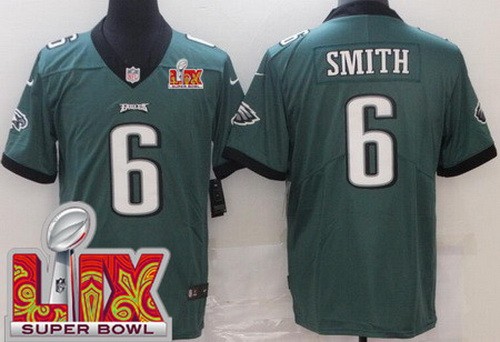 Youth Philadelphia Eagles #6 DeVonta Smith Nike Limited Green Super Bowl LIX Vapor NFL Stitched Jersey