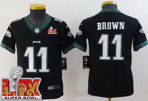 Youth Philadelphia Eagles #11 AJ Brown Nike Limited Black Super Bowl LIX Vapor NFL Stitched Jersey