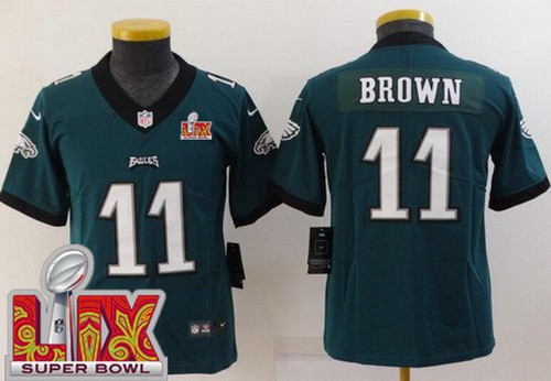 Youth Philadelphia Eagles #11 AJ Brown Nike Limited Green Super Bowl LIX Vapor NFL Stitched Jersey