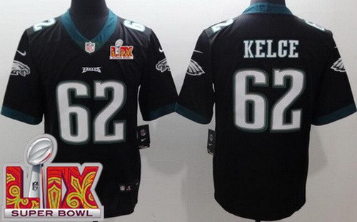 Youth Philadelphia Eagles #62 Jason Kelce Nike Limited Black Super Bowl LIX Vapor NFL Stitched Jersey