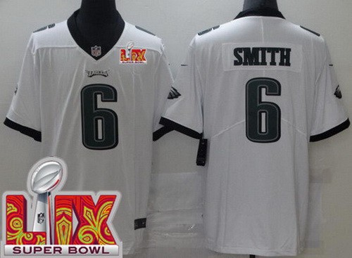 Youth Philadelphia Eagles #6 DeVonta Smith Nike Limited White Super Bowl LIX Vapor NFL Stitched Jersey