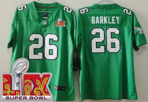 Youth Philadelphia Eagles #26 Saquon Barkley Nike Limited Kelly Green Super Bowl LIX Vapor NFL Stitched Jersey