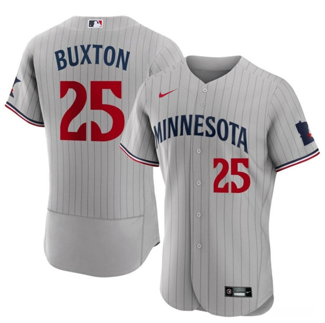 Men's Minnesota Twins ACTIVE PLAYER Custom Grey Flex Base Stitched Baseball Jersey