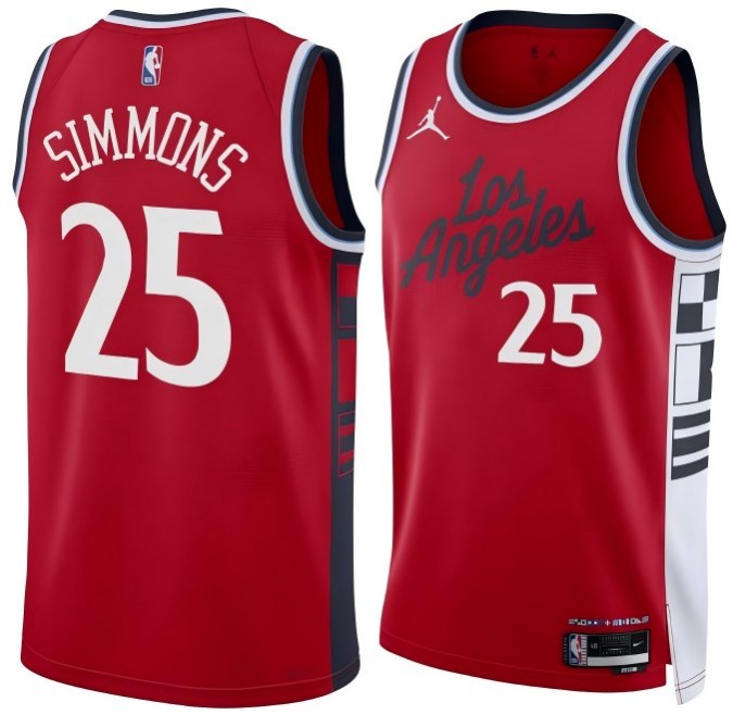 Men's Los Angeles Clippers #25 Ben Simmons Red 2024/25 Statement Swingman Jersey