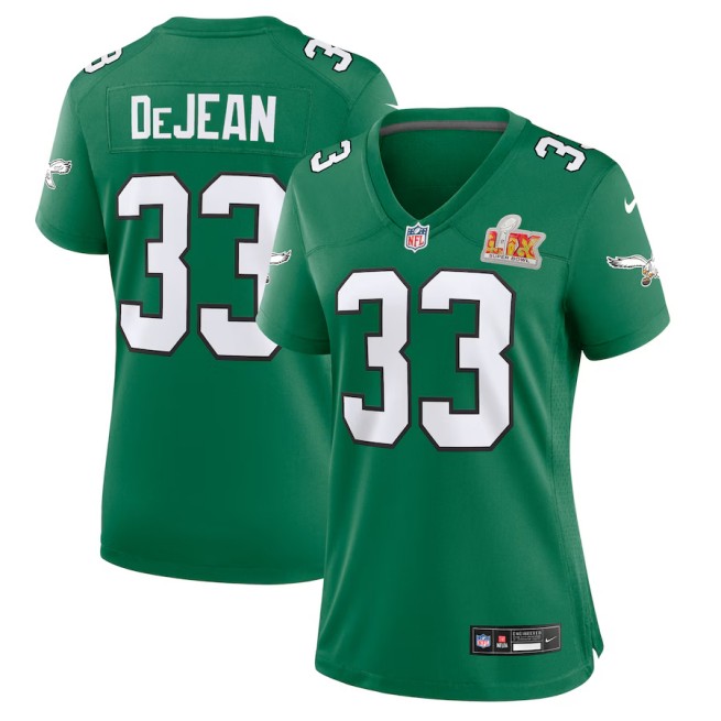 Women's Philadelphia Eagles #33 Cooper DeJean Nike Super Bowl LIX 2nd Alternate Game Jersey - Kelly Green