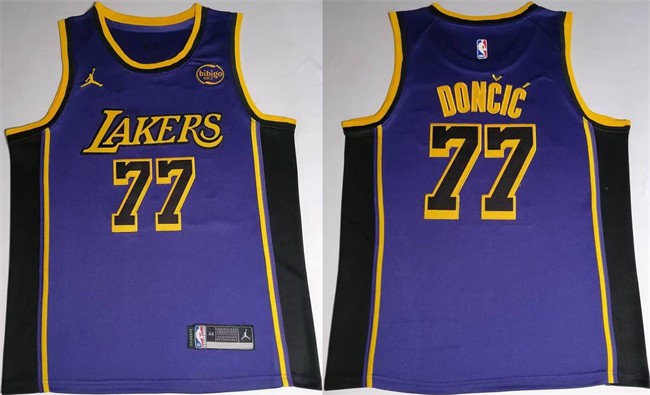 Men's Los Angeles Lakers #77 Luka Doncic Puple 2025 Stitched Basketball Jersey