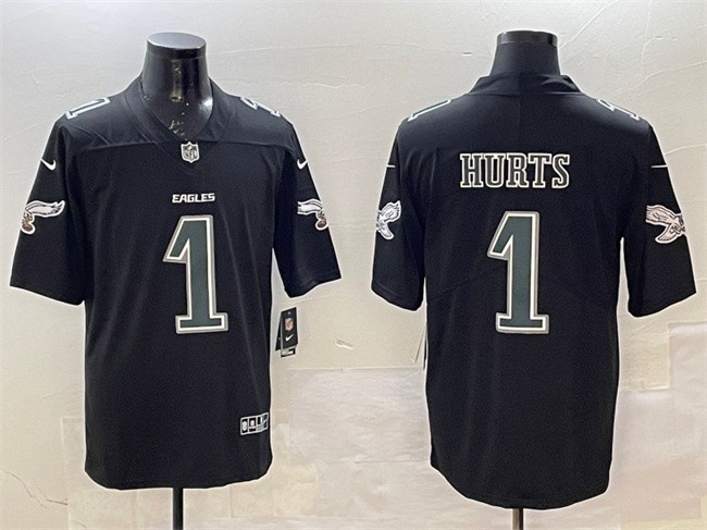 Men's Philadelphia Eagles #1 Jalen Hurts Black Fashion New Vapor Untouchable Limited Stitched Football Jersey