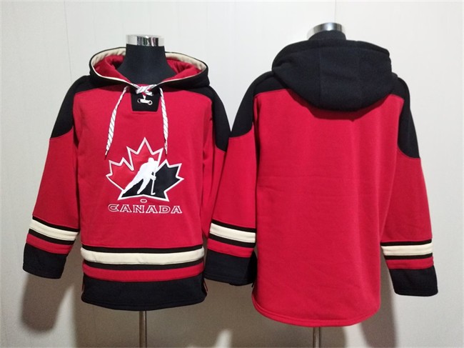 Men's Team Canada Red/Black Ageless Must-Have Lace-Up Pullover Hoodie