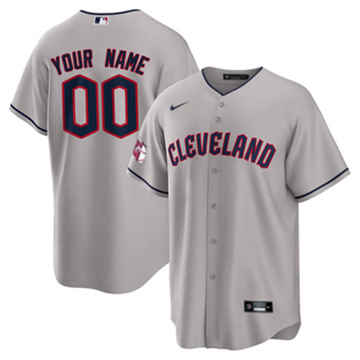 Men's Cleveland Guardians Custom Nike Road Replica Gray Stitched Baseball Jersey