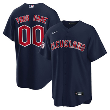 Men's Cleveland Guardians Custom Nike Alternate Replica Navy Stitched Baseball Jersey