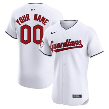 Men's Cleveland Guardians Custom Nike Home Authentic White Stitched Baseball Jersey