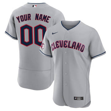 Men's Cleveland Guardians Custom Nike Road Authentic Gray Stitched Baseball Jersey