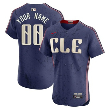 Men's Cleveland Guardians Custom Nike 2024 City Connect Authentic Navy Stitched Baseball Jersey