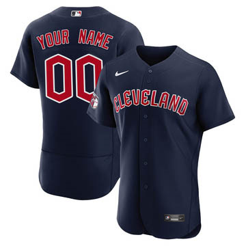 Men's Cleveland Guardians Custom Nike Alternate Authentic Navy Stitched Baseball Jersey