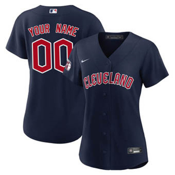 Women's Cleveland Guardians Custom Nike Alternate Replica Navy Stitched Baseball Jersey