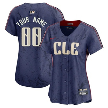 Women's Cleveland Guardians Custom Nike 2024 City Connect Replica Navy Stitched Baseball Jersey