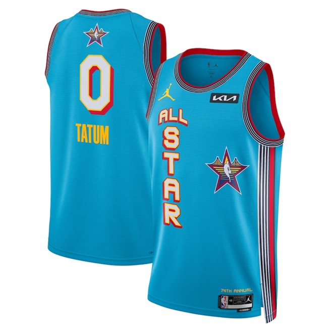 Men's 2025 All-Star #0 Jayson Tatum Light Blue Stitched Basketball Jersey