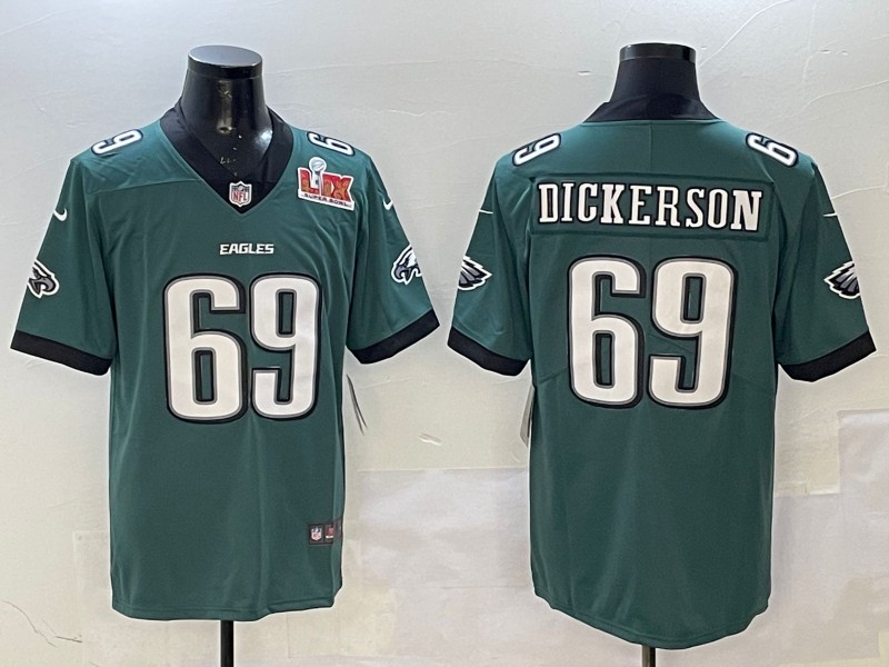 Men's Philadelphia Eagles #69 Landon Dickerson New Green 2025 Super Bowl LIX Patch Vapor Untouchable Limited Stitched Jersey