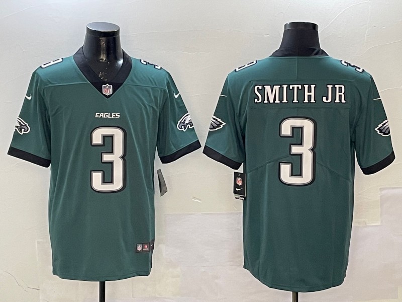 Men's Philadelphia Eagles #3 Nolan Smith Jr. Green New Vapor Untouchable Limited Stitched Football Jersey