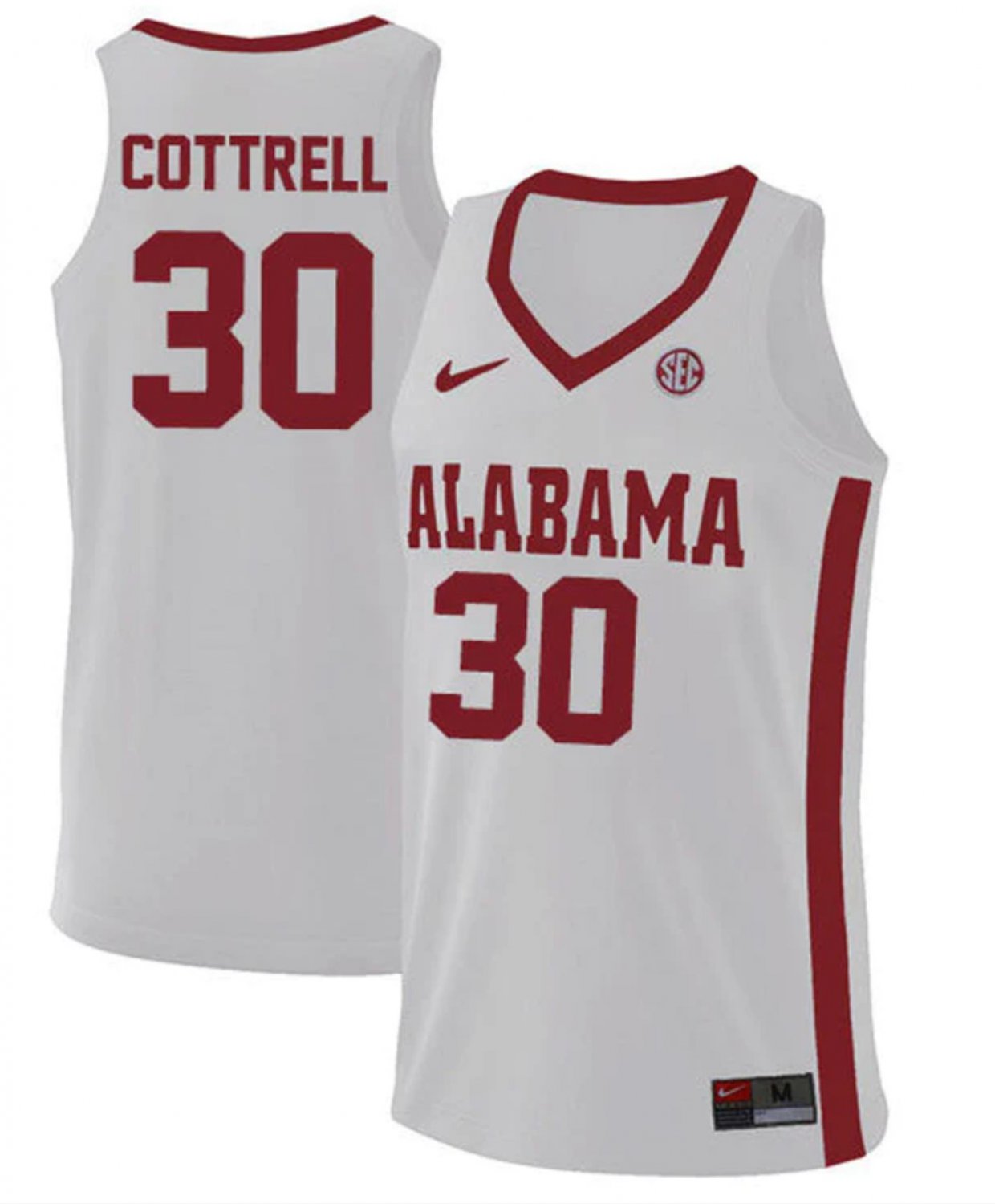 Men's Alabama Crimson Tide #30 Adam Cottrell College Basketball Replica White Stitched Jersey