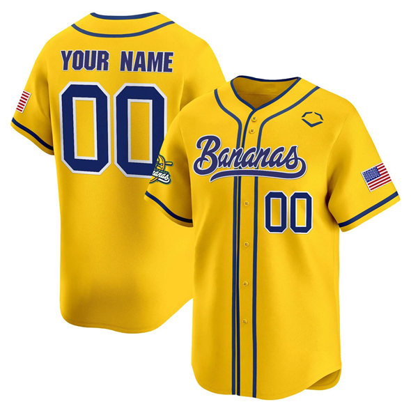 Men's Savannah Bananas Active Player Custom Yellow Vapor Limited Stitched Baseball Jersey