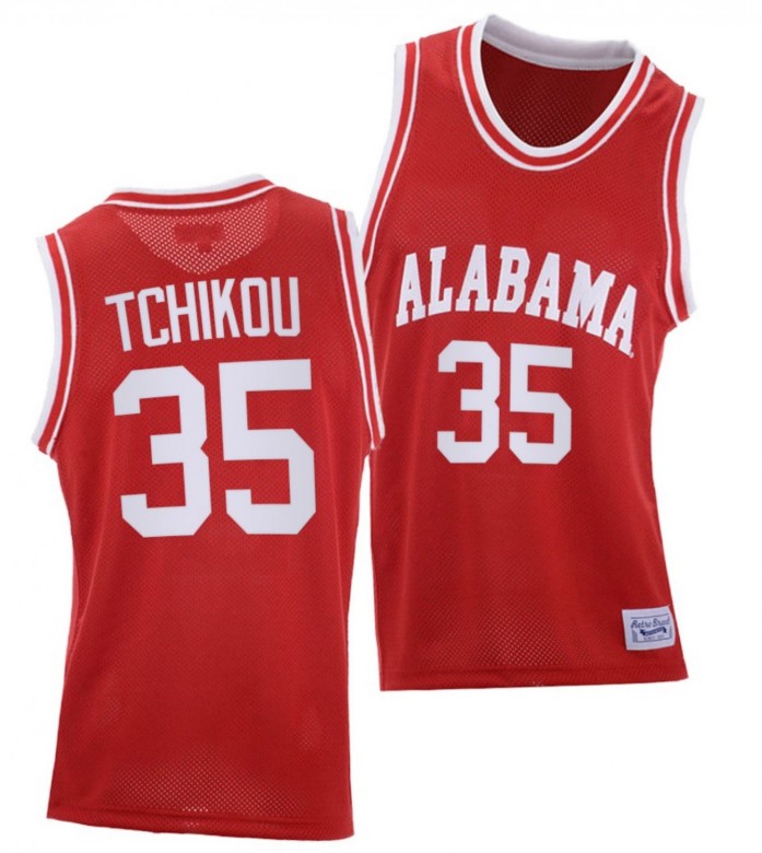 Men's Alabama Crimson Tide #35 Alex Tchikou College Basketball Red Throwback Stitched Jersey