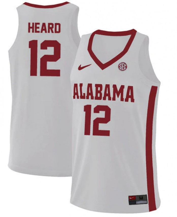 Men's Alabama Crimson Tide #12 Delaney Heard College Basketball Replica White Stitched Jersey