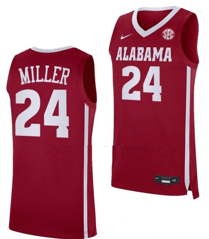 Men's Alabama Crimson Tide #24 Brandon Miller College Basketball Crimson Stitched Jersey