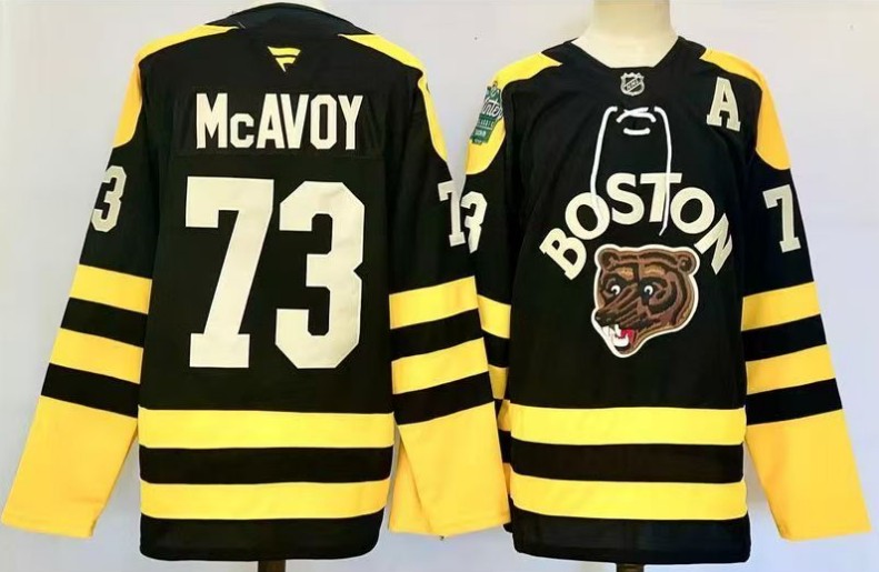 Men's Boston Bruins #73 Charlie McAvoy Black Classic Primegreen Stitched Hockey Jersey