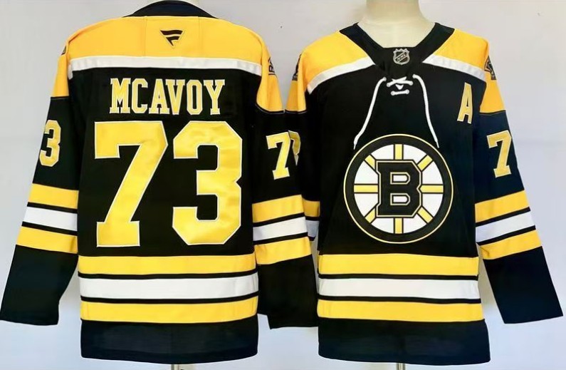 Men's Boston Bruins #73 Charlie McAvoy Black 2024-25 Home Stitched Hockey Jersey