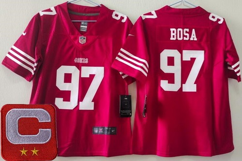 Women's San Francisco 49ers #97 Nick Bosa Limited Red C Patch Vapor Jersey