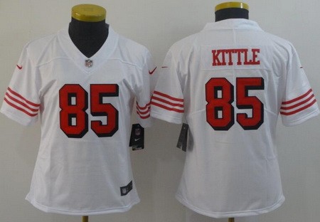 Women's San Francisco 49ers #85 George Kittle Limited White Rush Color Jersey